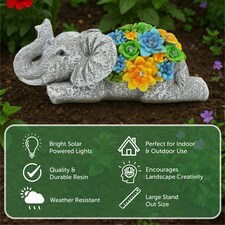 Solar Elephant Statue (13x23x14cm) - Garden Ornament thumbnail 5