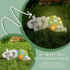 Solar Elephant Statue (13x23x14cm) - Garden Ornament thumbnail 6
