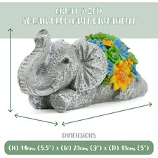 Solar Elephant Statue (13x23x14cm) - Garden Ornament thumbnail 8