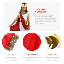Child’s Roman Goddess Costume – Ancient Greek Fancy Dress for Girl N/A | L thumbnail 3