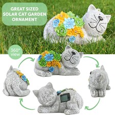 Pack of 12 Solar Cat Garden Ornament Grey | One Size thumbnail 5