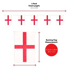 Pack of 1 14 Piece England Set - Flags, Bunting, Headbands, Inflatables & Hats Red | One Size thumbnail 5