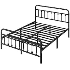 Yaheetech 5ft King Vintage Iron Platform Bed with High Headboard Black thumbnail 2