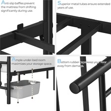 Yaheetech 5ft King Vintage Iron Platform Bed with High Headboard Black thumbnail 5