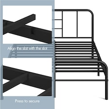 Yaheetech Romantic 5ft King Metal-Framed Bed with High Headboard Black thumbnail 6