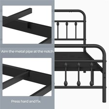 Yaheetech 4ft6 Double Vintage Iron Platform Bed with High Headboard Black thumbnail 5