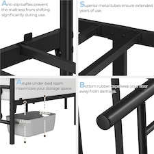 Yaheetech 4ft6 Double Vintage Iron Platform Bed with High Headboard Black thumbnail 6
