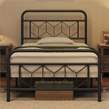 Yaheetech 3ft Single Vintage Metal Bed Frame with Diamond Pattern Headboard Black