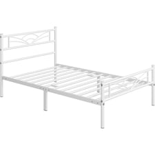 Yaheetech Metal Platform Bed Frame with Cloud-inspired Design Headboard White, 3ft Single thumbnail 2