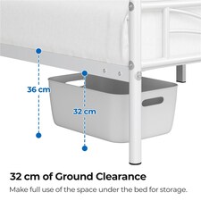 Yaheetech Metal Platform Bed Frame with Cloud-inspired Design Headboard White, 3ft Single thumbnail 5