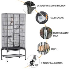 Yaheetech 175.5 cm Tall Extra Large Pet Cage for Small Animals Black thumbnail 4