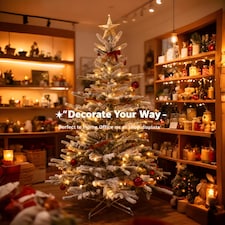 7FT Californian Pine Snow Covered Green Tips Bushy Artificial Plain Christmas Tree | White | White | 7ft thumbnail 3