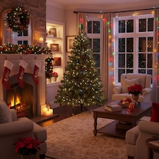 4FT Green Pine Christmas Tree with classic pine tips | Green | Green