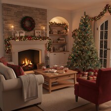 4FT Green Pine Christmas Tree with classic pine tips | Green | Green thumbnail 3