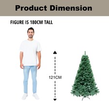 4FT Green Pine Christmas Tree with classic pine tips | Green | Green thumbnail 5