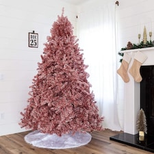 7FT Artificial Christmas Tree Rose Gold Shiny Tinsel Tips | Pink | Rose Gold | 7ft