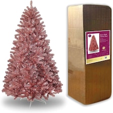 7FT Artificial Christmas Tree Rose Gold Shiny Tinsel Tips | Pink | Rose Gold | 7ft thumbnail 2