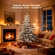 8FT Californian Pine Snow Covered Green Tips Bushy Artificial Plain Christmas Tree | White | White thumbnail 2