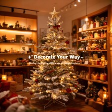 8FT Californian Pine Snow Covered Green Tips Bushy Artificial Plain Christmas Tree | White | White thumbnail 4