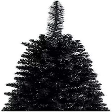 8FT Artificial Flocked Slim Christmas Pencil Tree Holiday Home Decorations with Pointed Tips and Metal Stand, Black | Black | Black thumbnail 3