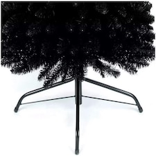 8FT Artificial Flocked Slim Christmas Pencil Tree Holiday Home Decorations with Pointed Tips and Metal Stand, Black | Black | Black thumbnail 4