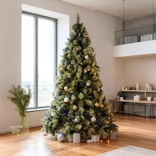 7FT Kentucky Pine Green Pencil Needle Tips Plain Bushy Artificial Christmas Tree | Green | Green | 7ft