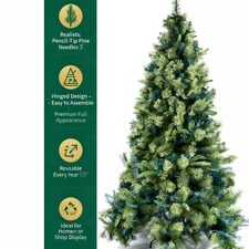 7FT Kentucky Pine Green Pencil Needle Tips Plain Bushy Artificial Christmas Tree | Green | Green | 7ft thumbnail 4
