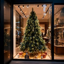 7FT Kentucky Pine Green Pencil Needle Tips Plain Bushy Artificial Christmas Tree | Green | Green | 7ft thumbnail 7