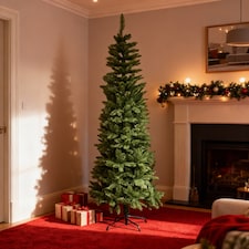 5Ft Slim Pine Green Tree Christmas Holiday Festive Xmas Home Decorations with Pencil Point Tips | Green | Green