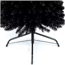 7FT Artificial Black Flocked Slim Christmas Pencil Tree Holiday Home Decorations with Pointed Tips and Metal Stand | Black | Black | 7ft thumbnail 2