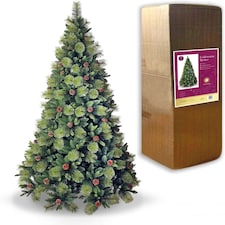 8FT Californian Boulder Bushy Look Luxurious Forest Green Artificial Christmas Tree Pine Cones Hinged Branches | Green | Green thumbnail 2