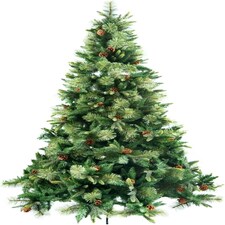 8FT Californian Boulder Bushy Look Luxurious Forest Green Artificial Christmas Tree Pine Cones Hinged Branches | Green | Green thumbnail 4