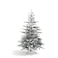 5FT Californian Pine Snow Covered Green Tips Bushy Artificial Plain Christmas Tree | White | White