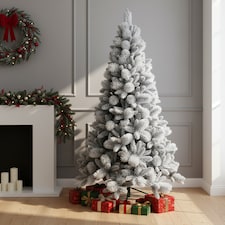 7FT Frosted Snowy Boulder Pine Helsinki Fir Green Tips Bushy Artificial Plain Christmas Tree | White | White | 7ft thumbnail 3