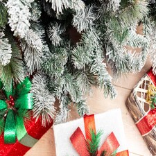 7FT Frosted Snowy Boulder Pine Helsinki Fir Green Tips Bushy Artificial Plain Christmas Tree | White | White | 7ft thumbnail 7