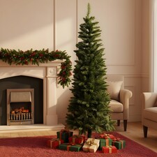 6FT Slim Pine Green Tree Christmas Holiday Festive Xmas Home Decorations with Pencil Point Tips | Green | Green thumbnail 3
