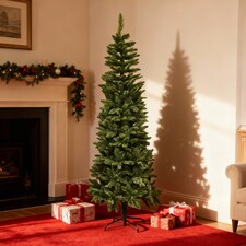 6FT Slim Pine Green Tree Christmas Holiday Festive Xmas Home Decorations with Pencil Point Tips | Green | Green thumbnail 6