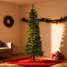 6FT Slim Pine Green Tree Christmas Holiday Festive Xmas Home Decorations with Pencil Point Tips | Green | Green thumbnail 7