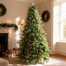 Christmas Stockholm Pine Artificial Designer Tree Berries & Frosted Cones Mixed | Green | Green