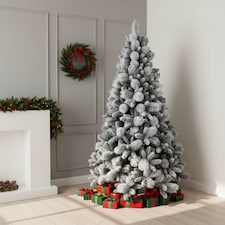 8FT Frosted Snowy Boulder Pine Helsinki Fir Green Tips Bushy Artificial Plain Christmas Tree | White | White thumbnail 2