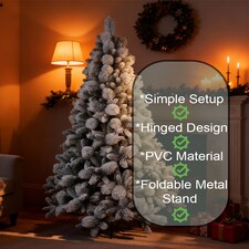 8FT Frosted Snowy Boulder Pine Helsinki Fir Green Tips Bushy Artificial Plain Christmas Tree | White | White thumbnail 6