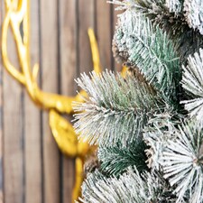 8FT Frosted Snowy Boulder Pine Helsinki Fir Green Tips Bushy Artificial Plain Christmas Tree | White | White thumbnail 8