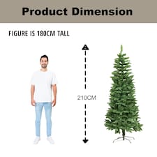 7FT Slim Pine Green Tree Christmas Holiday Festive Xmas Home Decorations with Pencil Point Tips | Green | Green | 7ft thumbnail 10
