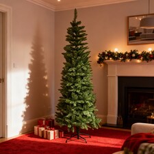 7FT Slim Pine Green Tree Christmas Holiday Festive Xmas Home Decorations with Pencil Point Tips | Green | Green | 7ft thumbnail 3