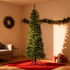 7FT Slim Pine Green Tree Christmas Holiday Festive Xmas Home Decorations with Pencil Point Tips | Green | Green | 7ft thumbnail 5