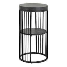Strington Round Bedside Table 1 Shelf in Matt Black Black