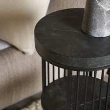 Strington Round Bedside Table 1 Shelf in Matt Black Black thumbnail 4