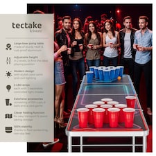Beer Pong Table - aluminium, LED lighting, 100 cups, 6 balls thumbnail 2