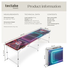 Beer Pong Table - aluminium, LED lighting, 100 cups, 6 balls thumbnail 6