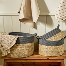 Seagrass Grey Stripe Basket Grey | Stripe thumbnail 2